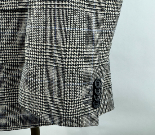 Lands’ End Glen Plaid Blazer 46R Moon Fabric Blue Windowpane Wool Sport Coat - Picture 4 of 12
