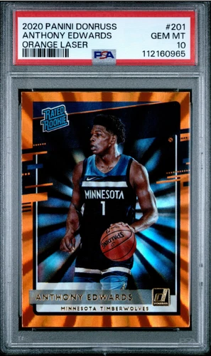 2020-21 Panini Donruss ANTHONY EDWARDS Orange Laser #201 Timberwolves PSA 10