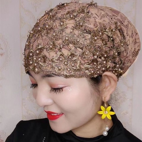 Muslim Beanie Women Lace Head Cover Hijab Hats Cancer Islamic Headwear Turban - Picture 7 of 16