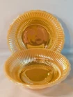 2 Vintage Peach Lustre Bowls Fire King Anchor Hocking Iridescent Royal Ribbed
