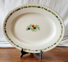 Antique 1901-1921 English Myott, Son & Co. "Green Leaf" Oval Serving Platter