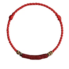 Om Mani Padme Hum Lucky Red String Bracelet, Handmade Tibetan Buddhist Protectio