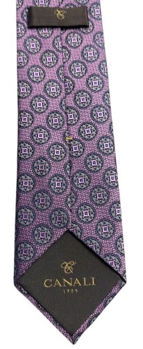 CANALI 1934 Herren 100% Seide MODERN Krawatte ITALIEN Designer Luxus Rosa Medaillons - Bild 7 von 9