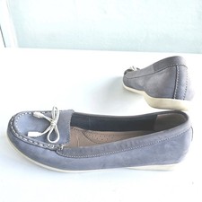 Footglove Grey Suede Leather Flat Boater Moccasin Bow Shoes Size 5.5 Used