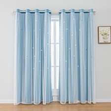 2 Panels Star Blackout Curtains for Kid Girls Bedroom Living Room Darking Str...