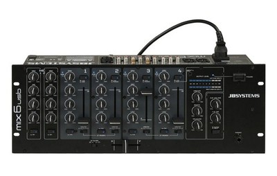 JB-Systems MIX 6 USB DJ Mischpult 19'' Mixer 6-Kanal Dual-Rail Fader 3-Band EQ
