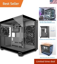 Stylish Black Mid Tower PC Case with Full View Glass & 360mm Radiator Support
