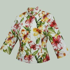 St. John Sport Marie Gray Floral Zip Up Jacket Rhinestone Women's Small Vintage