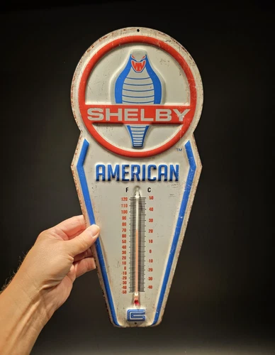 17.5 " Metal Vintage Style Ford Shelby American Thermometer Sign