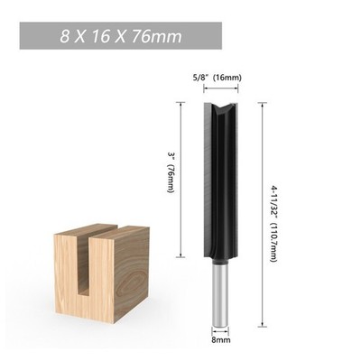 8mm Schaft Extra-Lange Nutfräser Hartmetall Oberfräse Fräser Ø16mm NL: 76mm NEU
