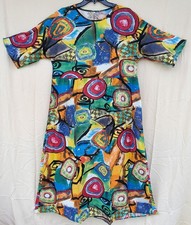 Women's 3/4 Sleeve Tropical Print Crew Neck Colorful Printed Long Dress