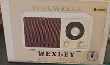 Throwback Vintage Wireless Bluetooth Speaker FM Radio Wood Grain Retro New