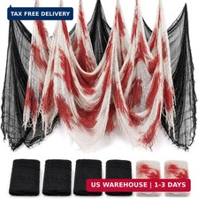 6Pcs Halloween Creepy Cloth 30 72inch, Scary Halloween Fabric Gauze, 2Pcs Blood