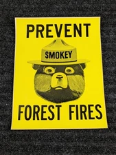 Vintage Smokey Bear Prevent Forest Fire Sticker Sign Wildfire Safety Collectible
