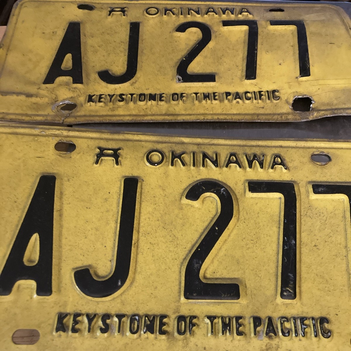 OKINAWA LICENSE PLATE PAIR 1960's early 1970's ORIGINAL US