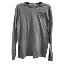 Eddie Bauer Mountain Graphic gray purple long sleeve hiking T-Shirt sz M