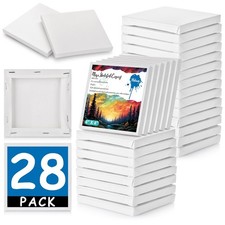 28PCS Mini Canvases for Painting   4 x 4 in Bulk Small Square Stretched Ca