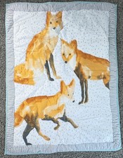 Cloud Island Baby Crib Quilt Blanket Reversible Woodland Fox Orange Foxes