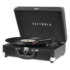 Victrola Journey Portable Bluetooth Suitcase Record Player 3 Speed Vinyl Black