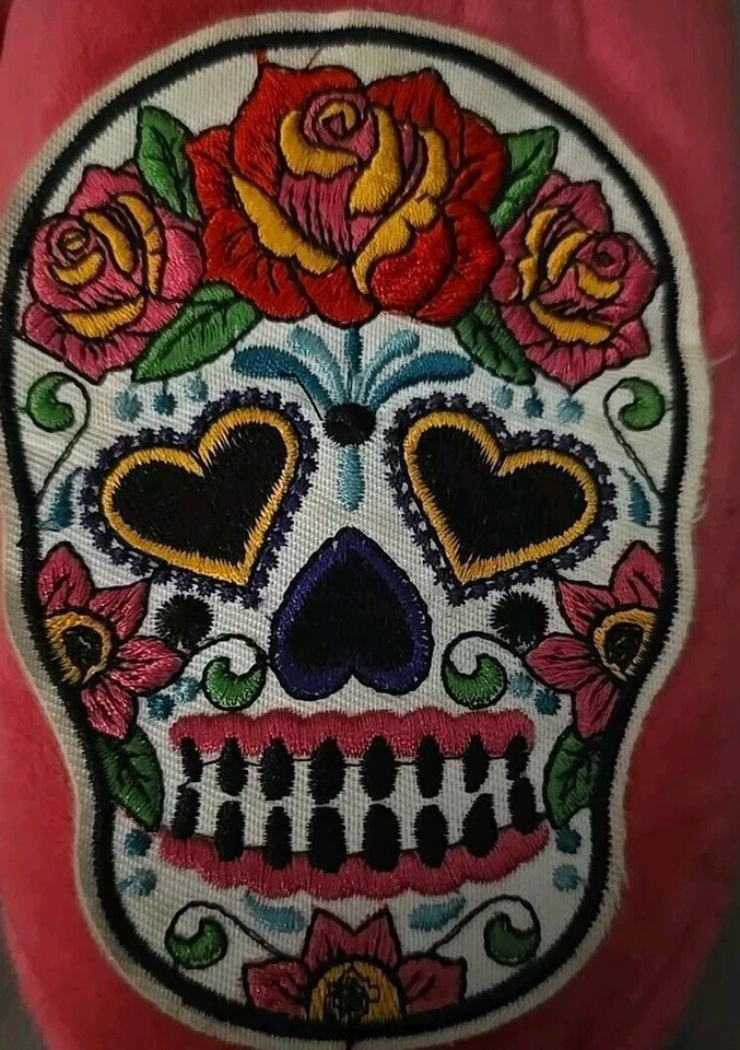 Zapatillas Betsey Johnson Azúcar Calavera Rosas Rosa Acolchado Terciopelo Talla 5-6 Ex Pequeñas Foto 4 de 4