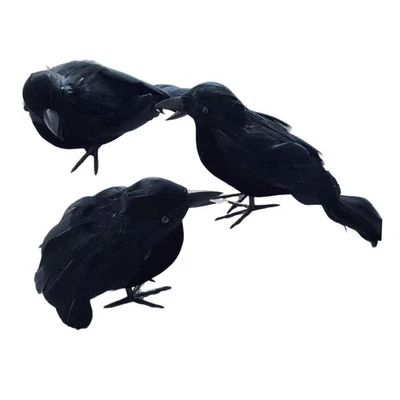 Lot de 3 corbeaux d'Halloween pour décorations d'Halloween sur - Photo 1/4