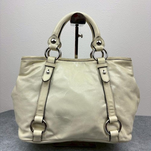 MIU MIU Vitello Lux Leather 2Way Women's Handbag Shoulder Bag White Silver Japan - Picture 2 of 24