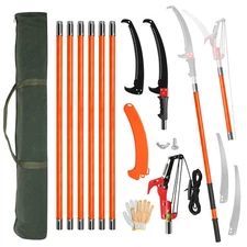 26ft Manual Pole Saw - Lightweight, Sharp Steel Blade/Scissors, Trims High Trees