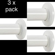 3x Tension Curtain Rod - Spring Tension Rod for Windows or Shower, 24"-36" Ivory