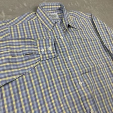 Womens Turnbull & Asser Button Up Shirt 12 Blue Yellow Plaid Long Sleeve Casual