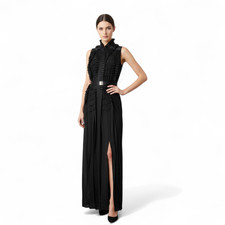 Hermes Long Pleated Dress Noir Size 34 Runway FW23 Limited Edition -SOLD OUT