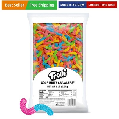 Sour Brite Crawlers Candy, Gummy Worms Sour Candy, 5 Pound Bulk Bag