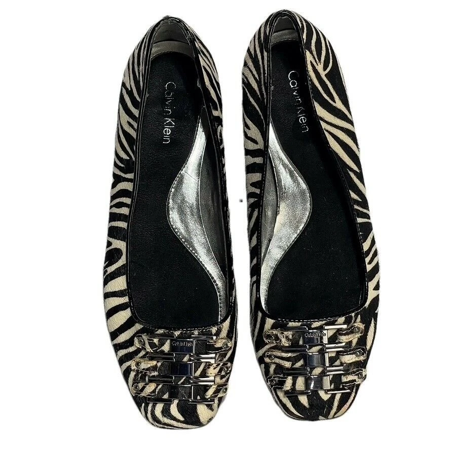 Calvin Klein Pazia Zebra Print Ballet Flats Size 7.5M - Image 2 of 4