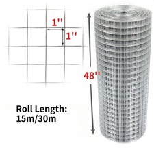 Welded Wire Mesh 1" x 1" x 15m/30m Galvanised Fence Aviary Rabbit Hutch Chicken