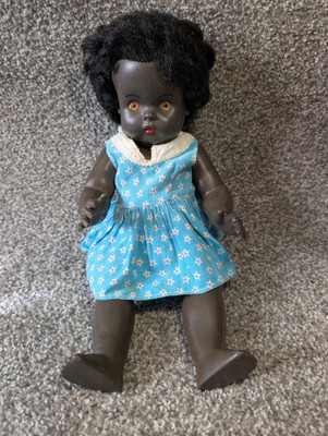 Rare Vintage African American Black Baby Doll With Squeaker And
