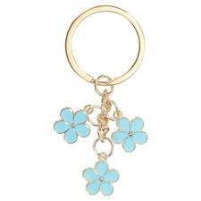 Flower Keychain Charm, Cute Enameled Keychain Floral Keyring 1 Light Blue