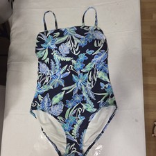 Lands End Swimsuit Womens 8 One Piece Square Neck Sealily Built In Bra Resort