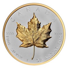 2023 $20 Maple Leaf SML Ultra High Relief Gold Plating 1 oz Silver  W/OGP
