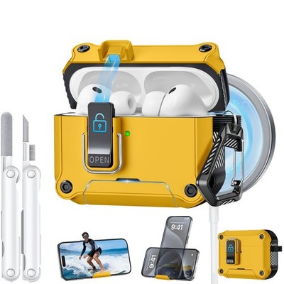For AirPods Pro 3 2025/4th /Pro 2022 Secure Lock Stand Cleaning Kit Hard Case