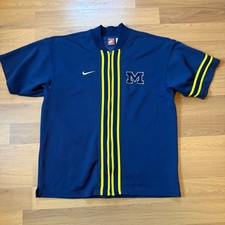 Men's Vintage 2000s Nike Michigan Wolverines Blue Basketball Warm Up Shirt Sz XL