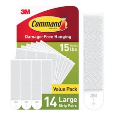 Command Large Picture Hanging Strips, White, Holds up to 16 lbs, 14-Pairs, Easy 1.69 per strip