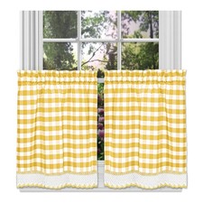 Buffalo Check Tier Pair Window Curtain Set - 58 Inch Width, 24 Inch Length - ...