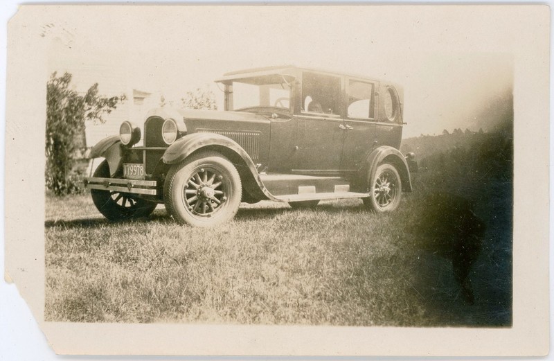 Vintage Snapshot Girl Driving 1925-26 Studebaker EQ Special Six Brougham Sedan