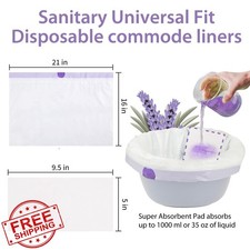 Commode Liners Absorbent Pads Lavender Scented 100pk Potty Bags