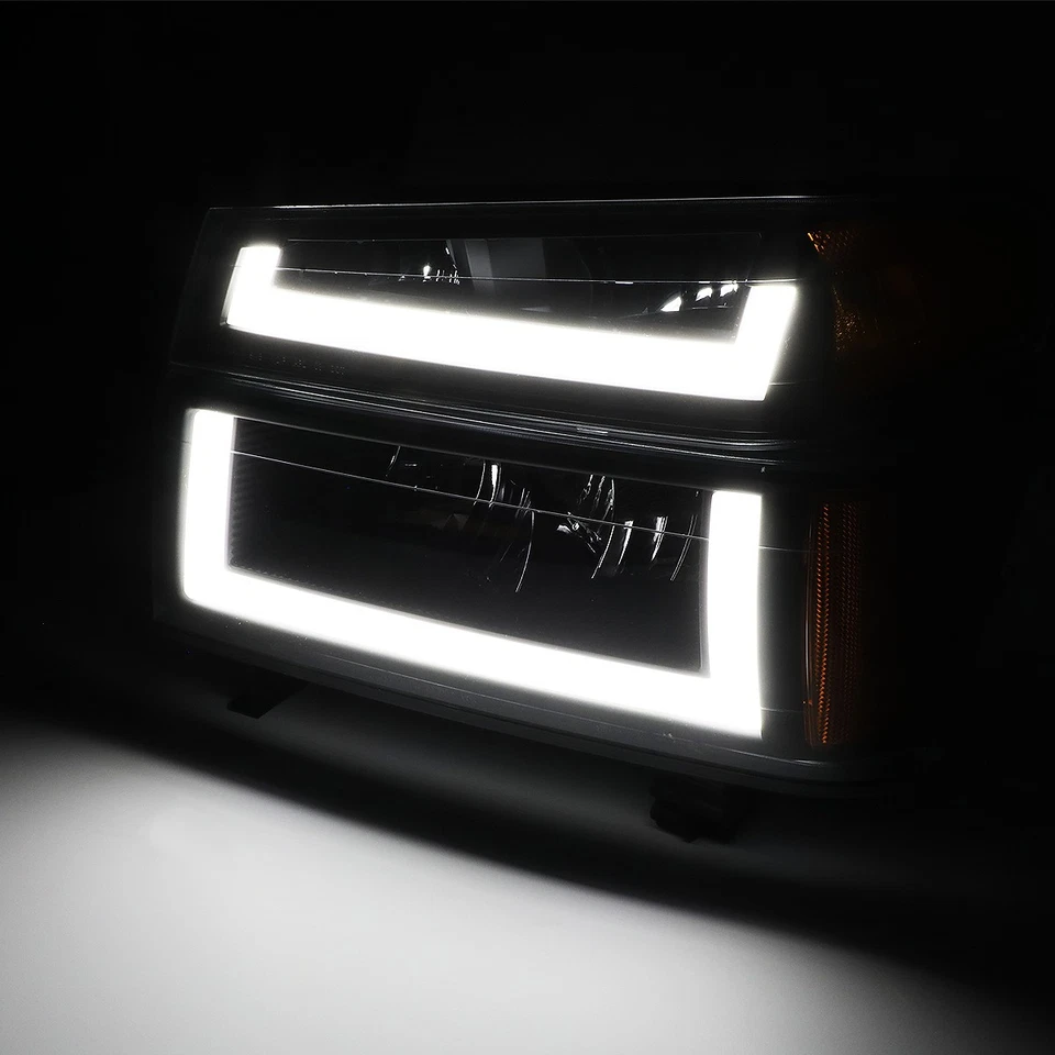 [LED DRL] PARA 04-12 CHEVY COLORADO GMC CANYON FARÓIS LÂMPADAS DE PARA-CHOQUE PRETO/ÂMBAR - Imagem 3 de 4