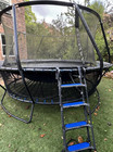 Plum Curved Bowl Trampoline with Safety Enclosure and Ladder for Ages 8 and Up