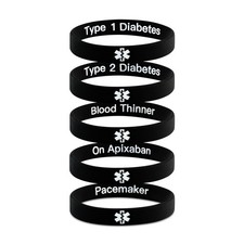 Hidden Medical Alert Bracelets – Mixed Designs Silicone Wristbands (202mm)