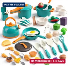 60Pcs Kids Mini Play Kitchen Accessories, Pretend Cooking Play Set with Cookware