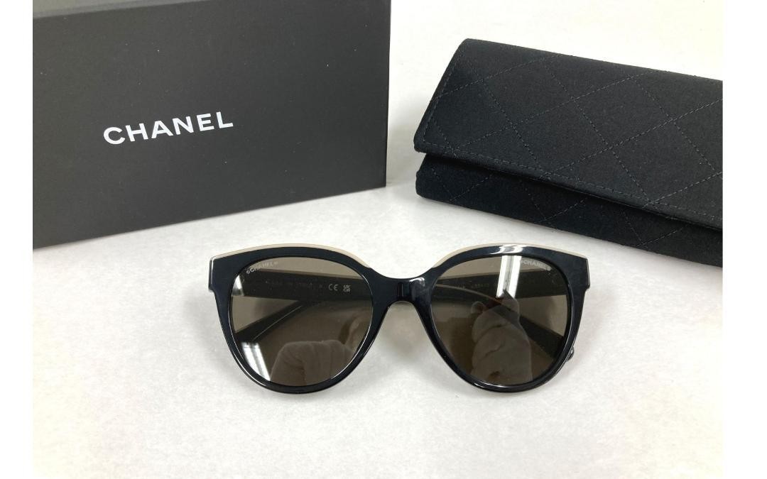 CHANEL Cat Eye Sunglasses with Gold Accents and UV Protection