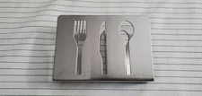 STAINLESS STEEL KITCHEN NAPKIN HOLDER W/ UTENSIL DESIGN CUT OUT – NEW IN BOX