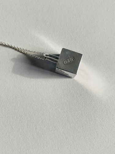 Rara collana quadrata Tiffany & Co. Cadena Cube argento sterling 925 - Foto 5 di 11